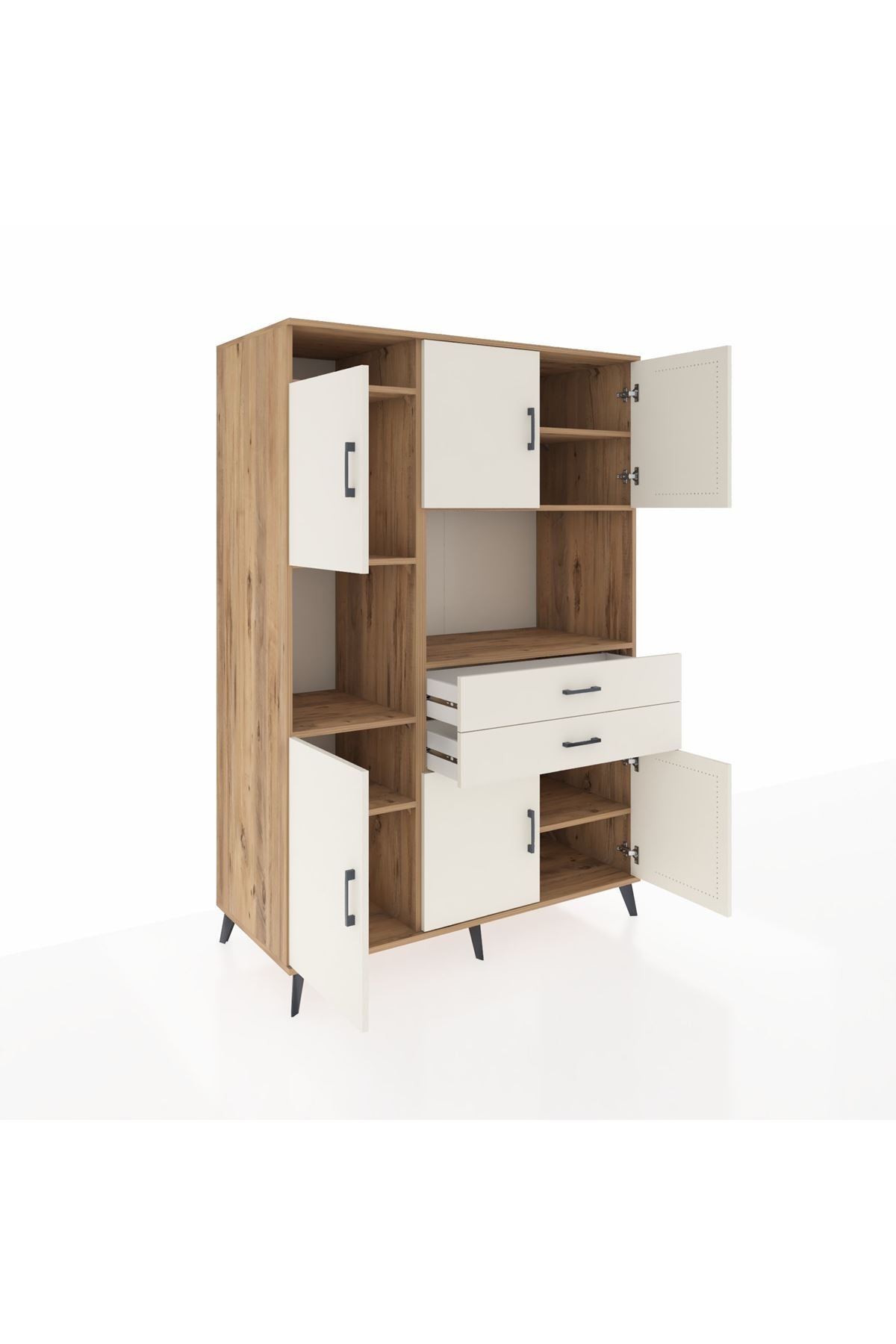 Kronos Dolap 8 Raflı 2 Çekmeceli 6 Kapaklı 132x59x195 Çam-Aytaşı/Aytaşı