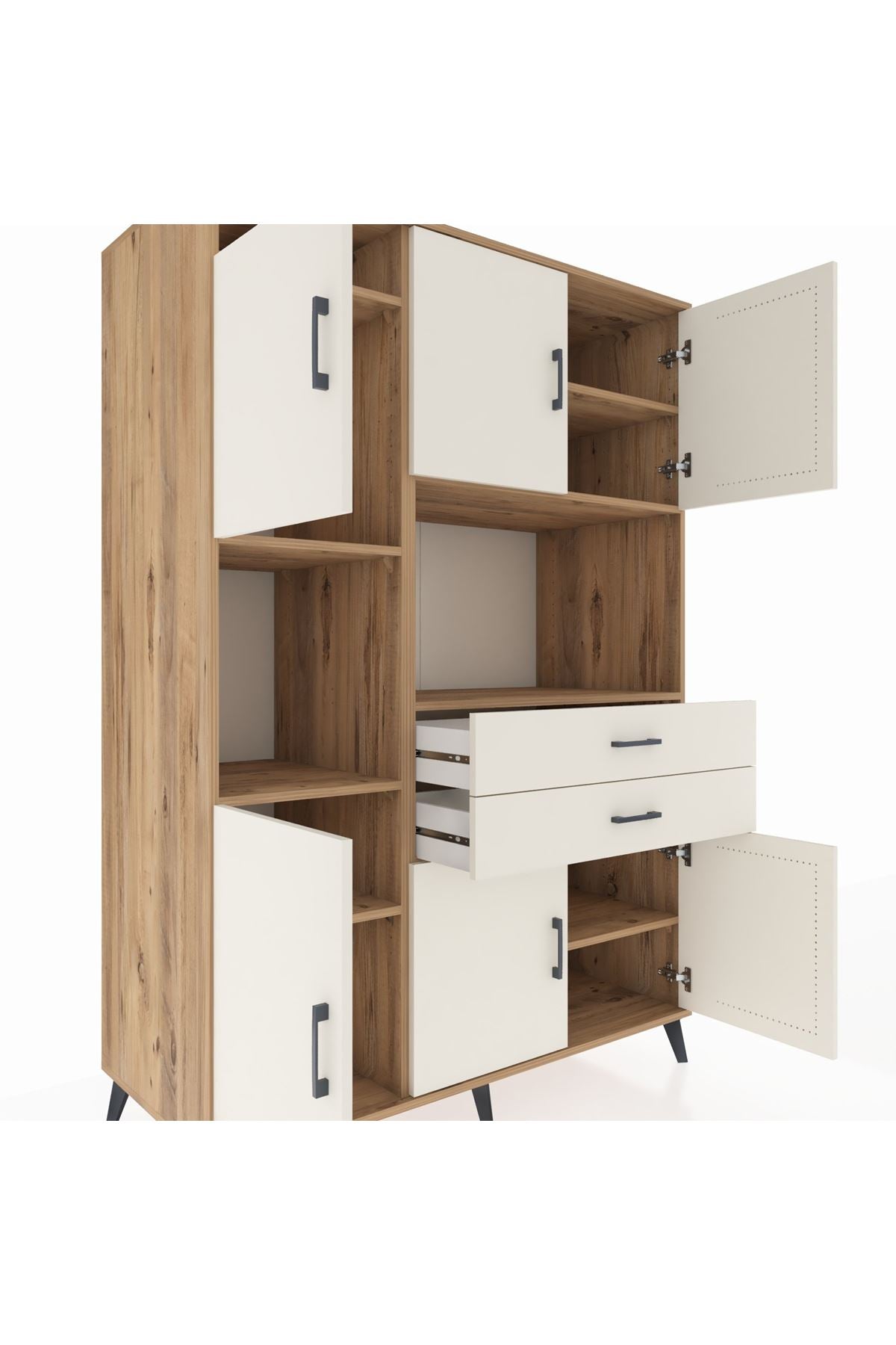 Kronos Dolap 8 Raflı 2 Çekmeceli 6 Kapaklı 132x59x195 Çam-Aytaşı/Aytaşı