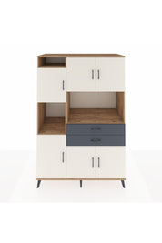 Kronos Dolap 8 Raflı 2 Çekmeceli 6 Kapaklı 132x59x195 Çam-Aytaşı/Antrasit