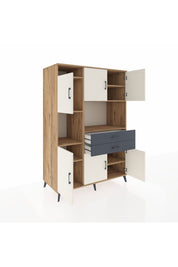 Kronos Dolap 8 Raflı 2 Çekmeceli 6 Kapaklı 132x59x195 Çam-Aytaşı/Antrasit