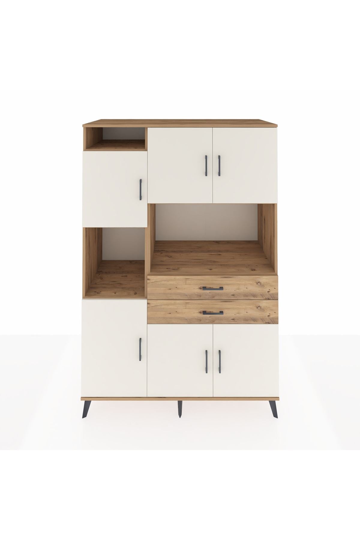 Kronos Dolap 8 Raflı 2 Çekmeceli 6 Kapaklı 132x59x195 Çam-Aytaşı/Çam