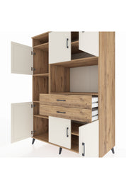 Kronos Dolap 8 Raflı 2 Çekmeceli 6 Kapaklı 132x59x195 Çam-Aytaşı/Çam