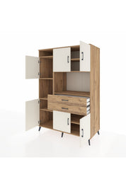 Kronos Dolap 8 Raflı 2 Çekmeceli 6 Kapaklı 132x59x195 Çam-Aytaşı/Çam