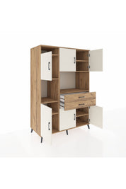 Kronos Dolap 8 Raflı 2 Çekmeceli 6 Kapaklı 132x59x195 Çam-Aytaşı/Çam