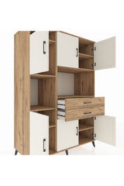 Kronos Dolap 8 Raflı 2 Çekmeceli 6 Kapaklı 132x59x195 Çam-Aytaşı/Çam