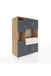 Kronos Dolap 8 Raflı 2 Çekmeceli 6 Kapaklı 132x59x195 Çam-Antrasit/Aytaşı