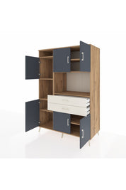 Kronos Dolap 8 Raflı 2 Çekmeceli 6 Kapaklı 132x59x195 Çam-Antrasit/Aytaşı