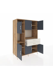 Kronos Dolap 8 Raflı 2 Çekmeceli 6 Kapaklı 132x59x195 Çam-Antrasit/Aytaşı