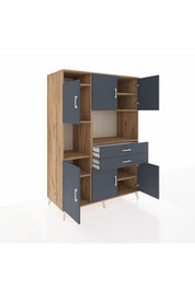 Kronos Dolap 8 Raflı 2 Çekmeceli 6 Kapaklı 132x59x195 Çam-Antrasit/Antrasit