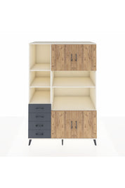 Kronos Dolap 8 Raflı 4 Çekmeceli 4 Kapaklı 132x59x195 Aytaşı-Çam/Antrasit