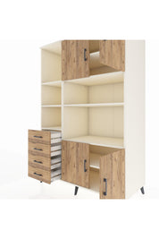 Kronos Dolap 8 Raflı 4 Çekmeceli 4 Kapaklı 132x59x195 Aytaşı-Çam/Çam