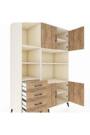 Kronos Dolap 8 Raflı 4 Çekmeceli 4 Kapaklı 132x59x195 Aytaşı-Çam/Çam