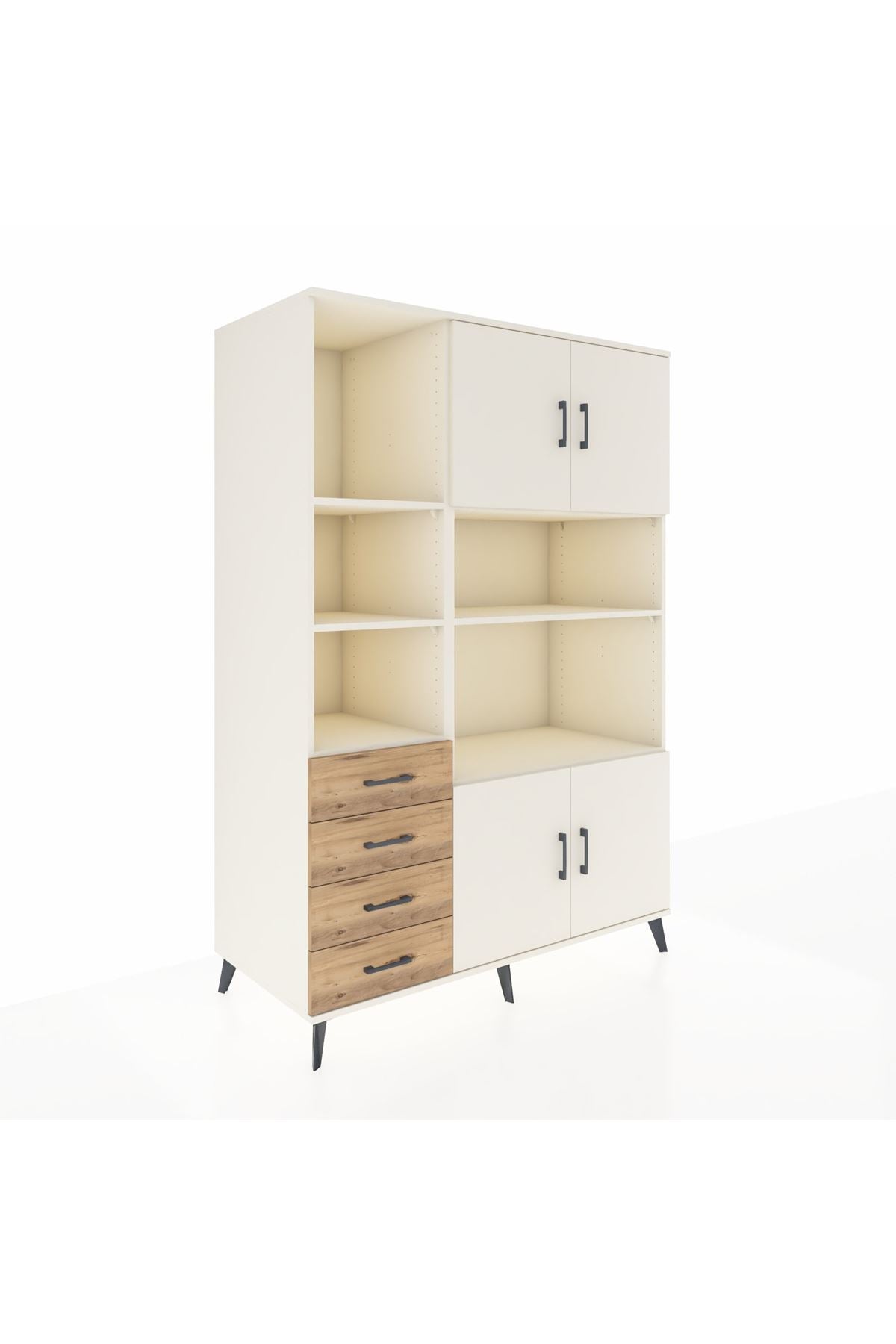 Kronos Dolap 8 Raflı 4 Çekmeceli 4 Kapaklı 132x59x195 Aytaşı-Aytaşı/Çam