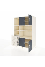 Kronos Dolap 8 Raflı 4 Çekmeceli 4 Kapaklı 132x59x195 Aytaşı-Antrasit/Aytaşı