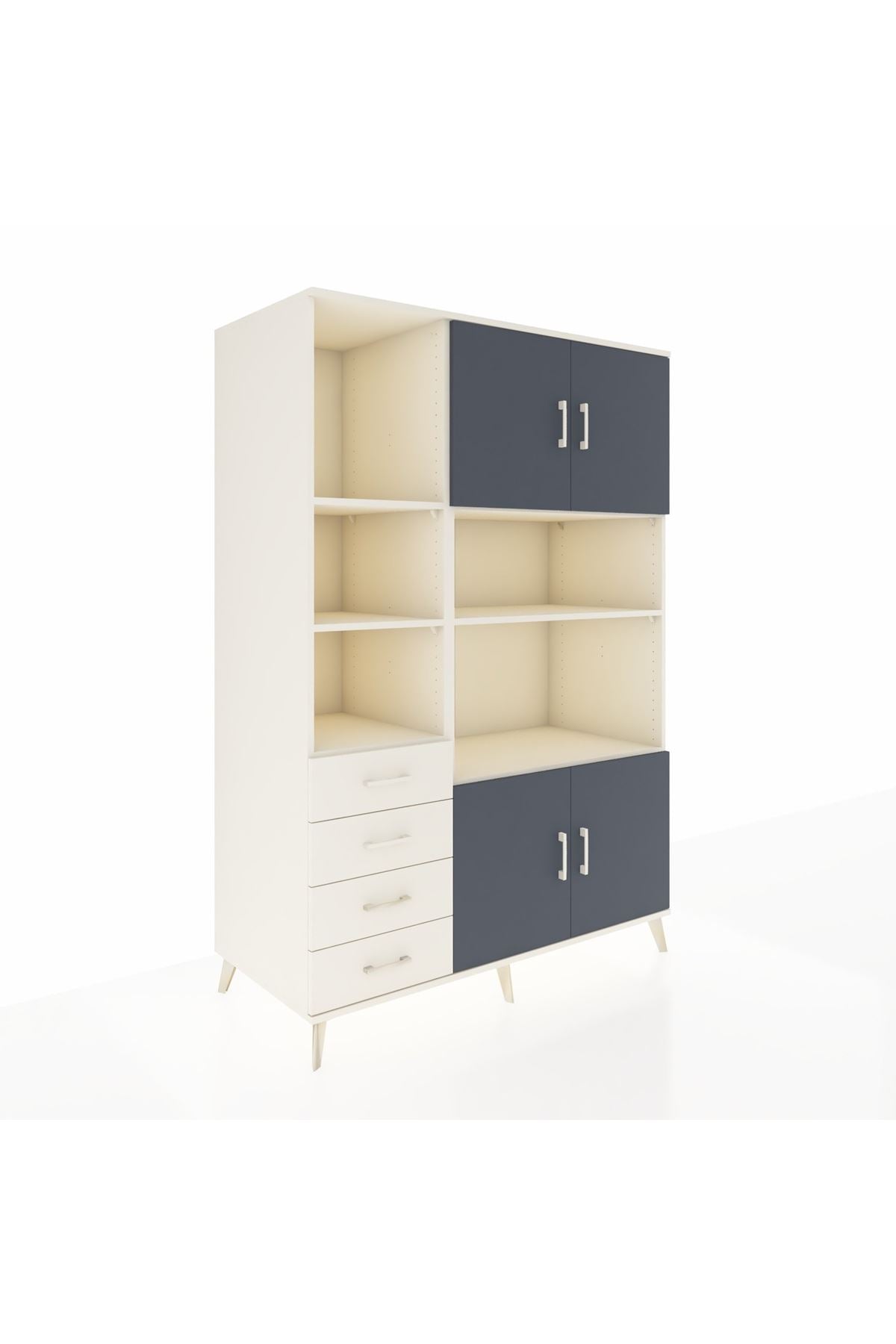 Kronos Dolap 8 Raflı 4 Çekmeceli 4 Kapaklı 132x59x195 Aytaşı-Antrasit/Aytaşı