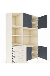 Kronos Dolap 8 Raflı 4 Çekmeceli 4 Kapaklı 132x59x195 Aytaşı-Antrasit/Aytaşı