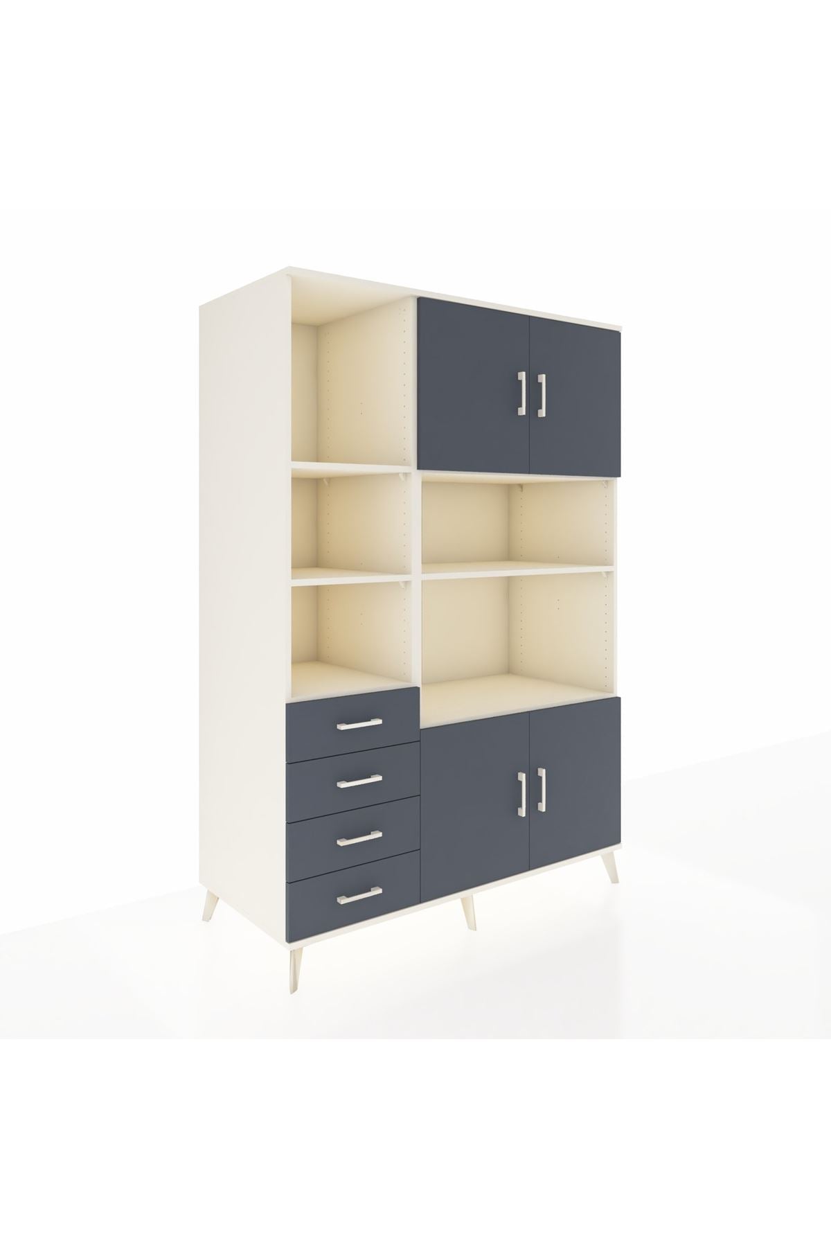 Kronos Dolap 8 Raflı 4 Çekmeceli 4 Kapaklı 132x59x195 Aytaşı-Antrasit/Antrasit