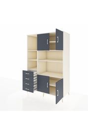 Kronos Dolap 8 Raflı 4 Çekmeceli 4 Kapaklı 132x59x195 Aytaşı-Antrasit/Antrasit