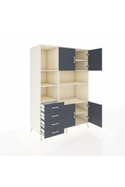 Kronos Dolap 8 Raflı 4 Çekmeceli 4 Kapaklı 132x59x195 Aytaşı-Antrasit/Antrasit