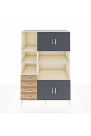 Kronos Dolap 8 Raflı 4 Çekmeceli 4 Kapaklı 132x59x195 Aytaşı-Antrasit/Çam