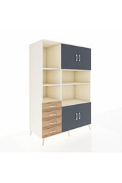 Kronos Dolap 8 Raflı 4 Çekmeceli 4 Kapaklı 132x59x195 Aytaşı-Antrasit/Çam