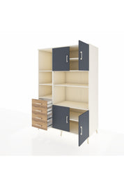 Kronos Dolap 8 Raflı 4 Çekmeceli 4 Kapaklı 132x59x195 Aytaşı-Antrasit/Çam