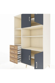 Kronos Dolap 8 Raflı 4 Çekmeceli 4 Kapaklı 132x59x195 Aytaşı-Antrasit/Çam