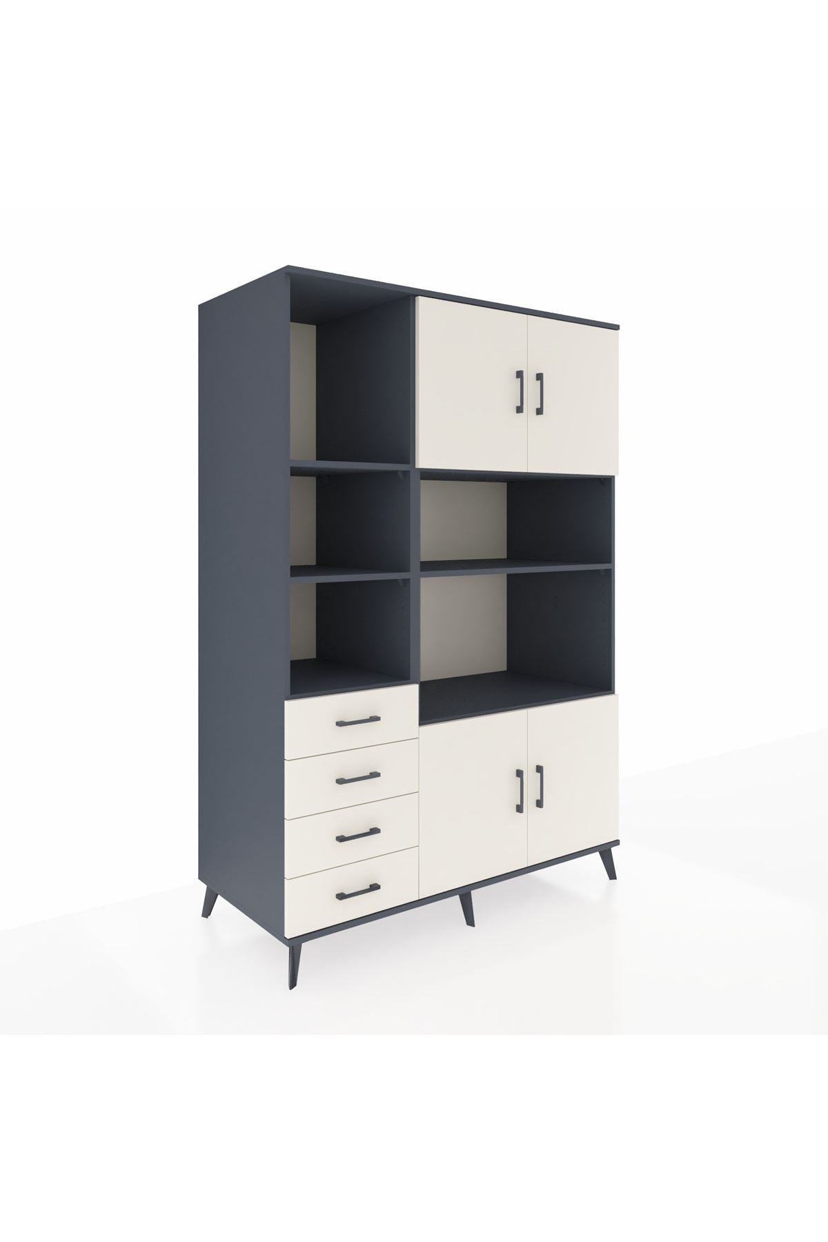 Kronos Dolap 8 Raflı 4 Çekmeceli 4 Kapaklı 132x59x195 Antrasit-Aytaşı/Aytaşı