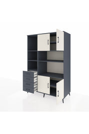 Kronos Dolap 8 Raflı 4 Çekmeceli 4 Kapaklı 132x59x195 Antrasit-Aytaşı/Antrasit