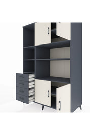 Kronos Dolap 8 Raflı 4 Çekmeceli 4 Kapaklı 132x59x195 Antrasit-Aytaşı/Antrasit