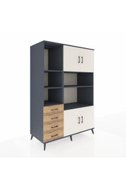 Kronos Dolap 8 Raflı 4 Çekmeceli 4 Kapaklı 132x59x195 Antrasit-Aytaşı/Çam