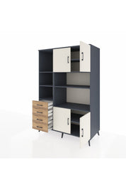 Kronos Dolap 8 Raflı 4 Çekmeceli 4 Kapaklı 132x59x195 Antrasit-Aytaşı/Çam