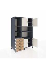 Kronos Dolap 8 Raflı 4 Çekmeceli 4 Kapaklı 132x59x195 Antrasit-Aytaşı/Çam