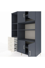 Kronos Dolap 8 Raflı 4 Çekmeceli 4 Kapaklı 132x59x195 Antrasit-Antrasit/Aytaşı