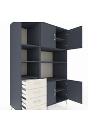 Kronos Dolap 8 Raflı 4 Çekmeceli 4 Kapaklı 132x59x195 Antrasit-Antrasit/Aytaşı