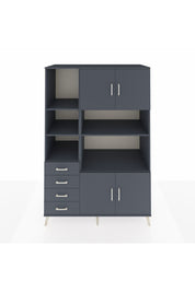 Kronos Dolap 8 Raflı 4 Çekmeceli 4 Kapaklı 132x59x195 Antrasit-Antrasit/Antrasit