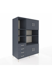 Kronos Dolap 8 Raflı 4 Çekmeceli 4 Kapaklı 132x59x195 Antrasit-Antrasit/Antrasit