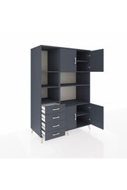 Kronos Dolap 8 Raflı 4 Çekmeceli 4 Kapaklı 132x59x195 Antrasit-Antrasit/Antrasit