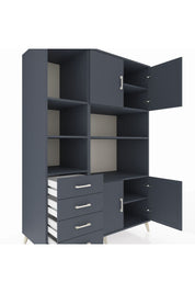 Kronos Dolap 8 Raflı 4 Çekmeceli 4 Kapaklı 132x59x195 Antrasit-Antrasit/Antrasit