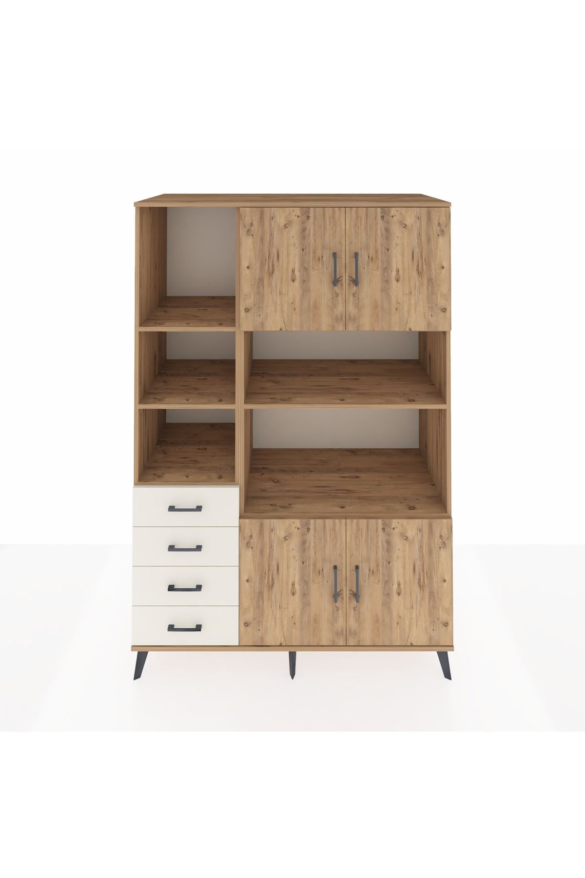 Kronos Dolap 8 Raflı 4 Çekmeceli 4 Kapaklı 132x59x195 Çam-Çam/Aytaşı