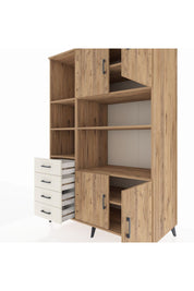 Kronos Dolap 8 Raflı 4 Çekmeceli 4 Kapaklı 132x59x195 Çam-Çam/Aytaşı