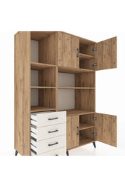 Kronos Dolap 8 Raflı 4 Çekmeceli 4 Kapaklı 132x59x195 Çam-Çam/Aytaşı