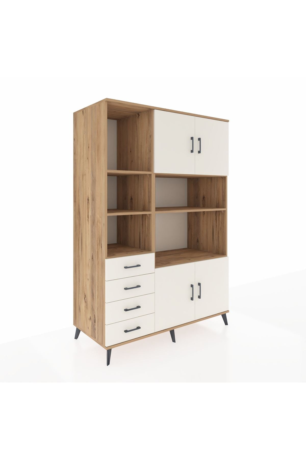 Kronos Dolap 8 Raflı 4 Çekmeceli 4 Kapaklı 132x59x195 Çam-Aytaşı/Aytaşı