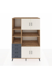 Kronos Dolap 8 Raflı 4 Çekmeceli 4 Kapaklı 132x59x195 Çam-Aytaşı/Antrasit