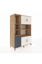 Kronos Dolap 8 Raflı 4 Çekmeceli 4 Kapaklı 132x59x195 Çam-Aytaşı/Antrasit