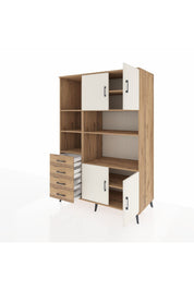 Kronos Dolap 8 Raflı 4 Çekmeceli 4 Kapaklı 132x59x195 Çam-Aytaşı/Çam