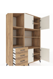 Kronos Dolap 8 Raflı 4 Çekmeceli 4 Kapaklı 132x59x195 Çam-Aytaşı/Çam