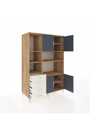 Kronos Dolap 8 Raflı 4 Çekmeceli 4 Kapaklı 132x59x195 Çam-Antrasit/Aytaşı