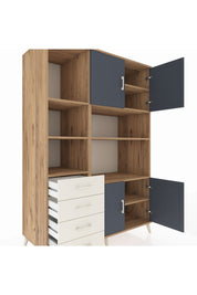 Kronos Dolap 8 Raflı 4 Çekmeceli 4 Kapaklı 132x59x195 Çam-Antrasit/Aytaşı