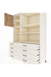 Kronos Dolap 7 Raflı 8 Çekmeceli Tek Kapaklı 132x59x195 Aytaşı-Çam/Aytaşı